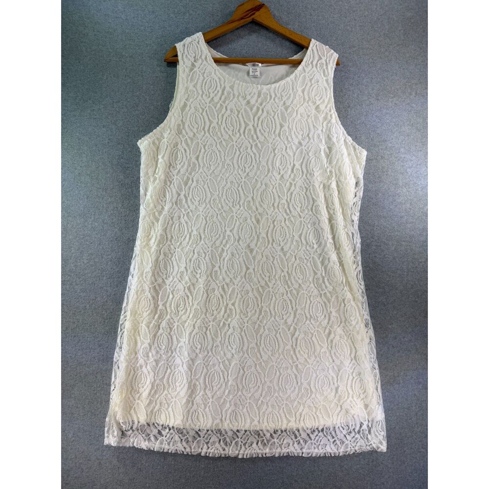 Kaktus Women’s 3X White Floral Lace Sleeveless A-Line Dress NWT 3438